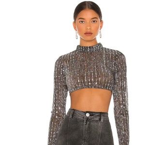 Crop top in black metallic